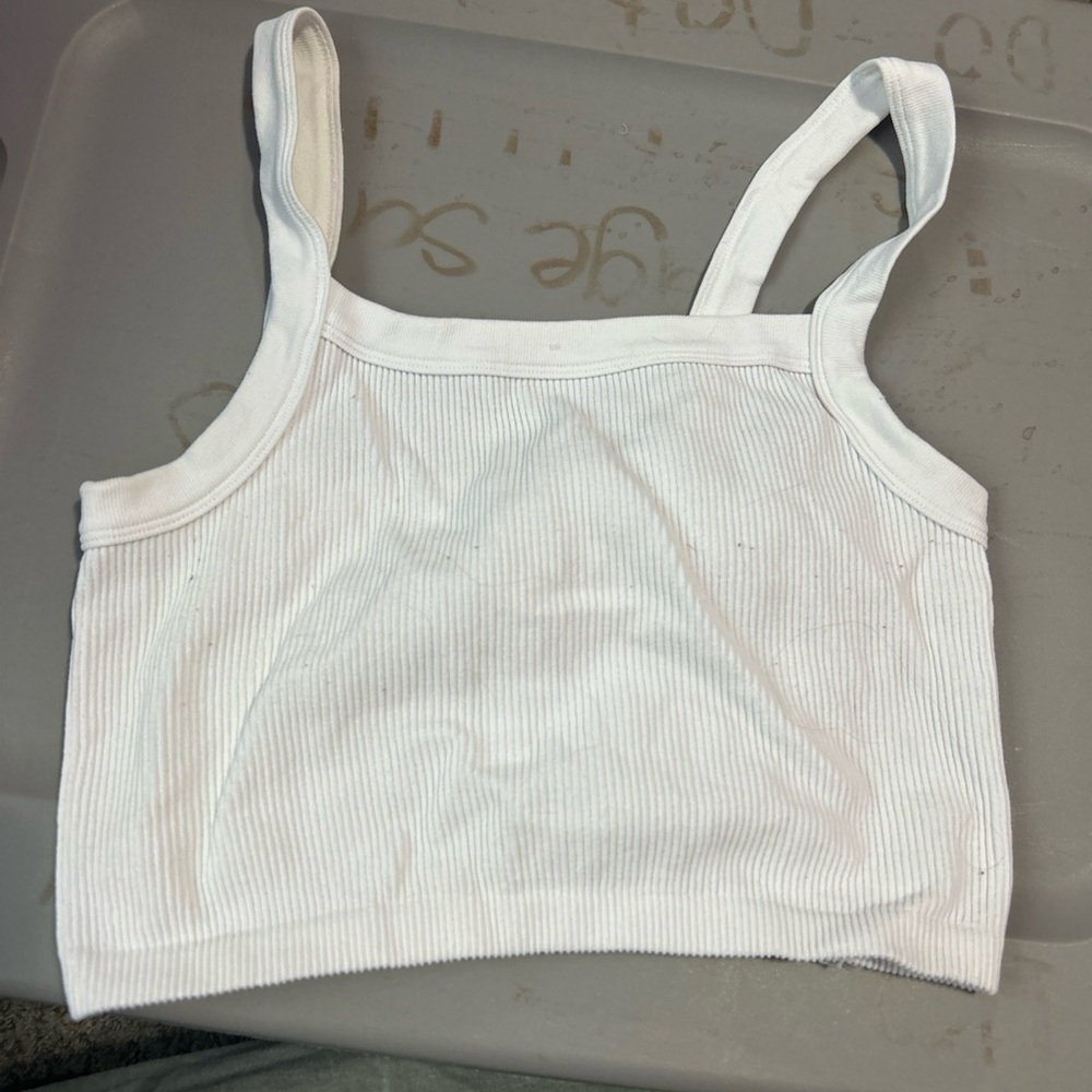 White Ribbed Tank Top - Picture 3 of 4